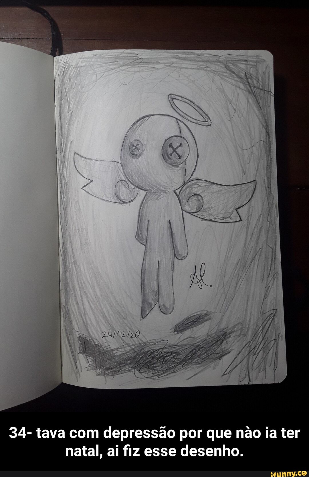 34- tava com depressão por que não ia ter natal, ai fiz esse desenho. - 34- tava com depressão por que nào ia ter natal, ai fiz esse desenho.