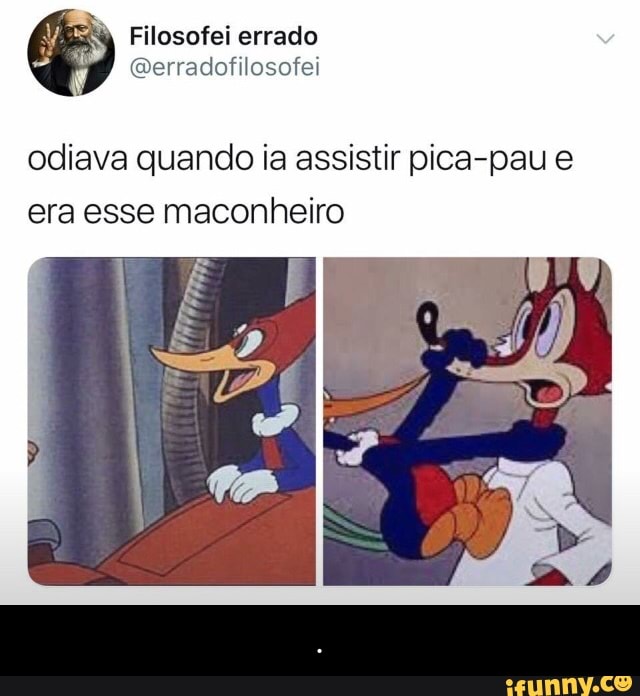odiava quando ia assistir pica-pau e
era esse maconheiro - .