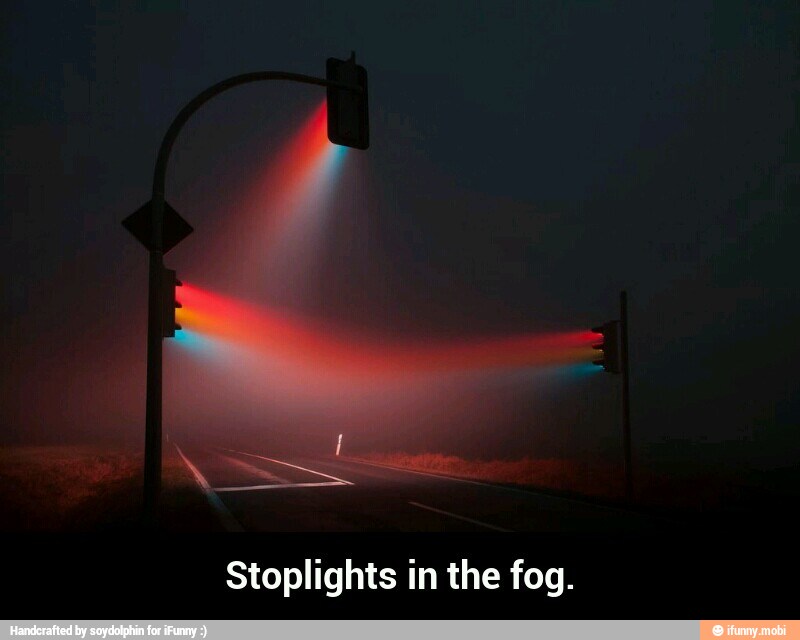 Stoplights in the fog. - Stoplights in the fog.