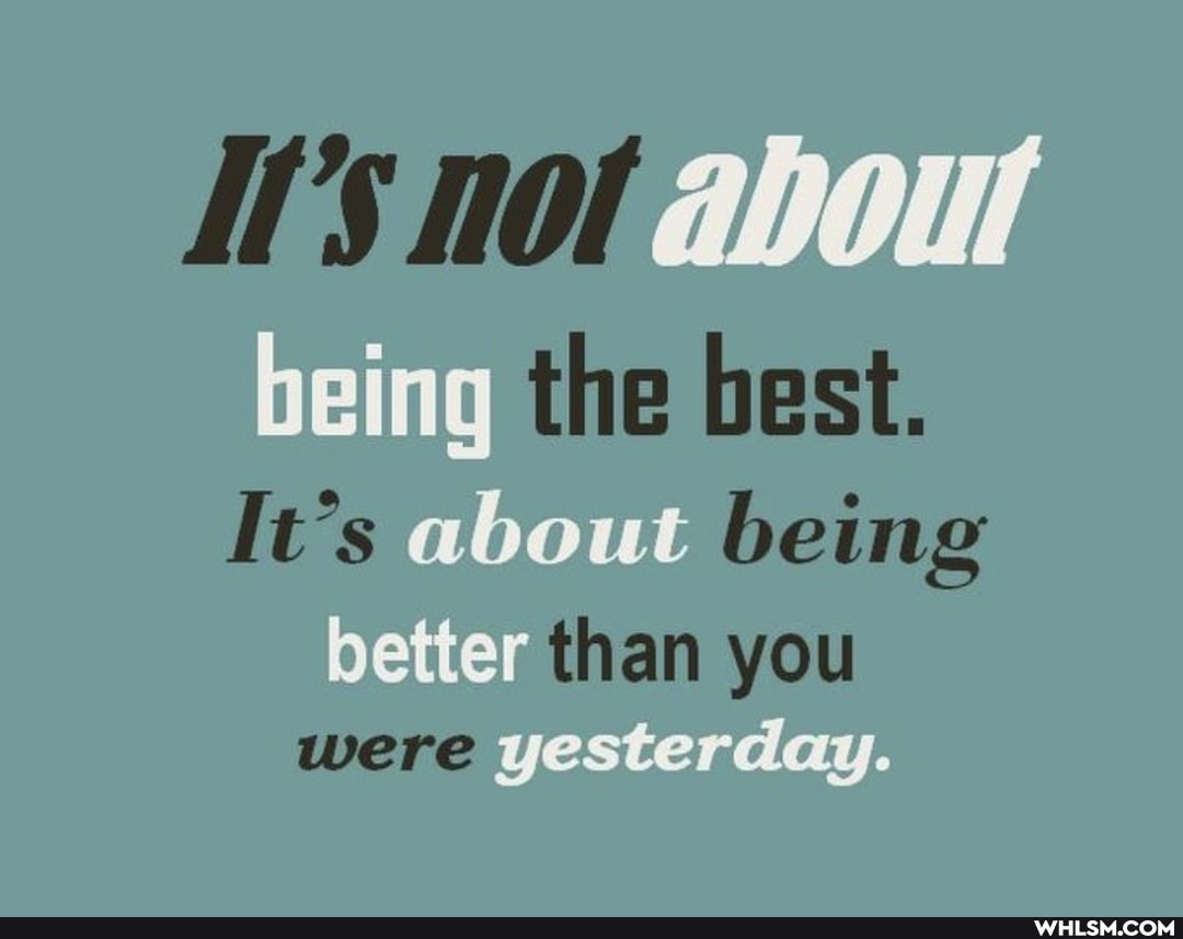 I's not
the best.
It's about being
better than you were yesterday.
were