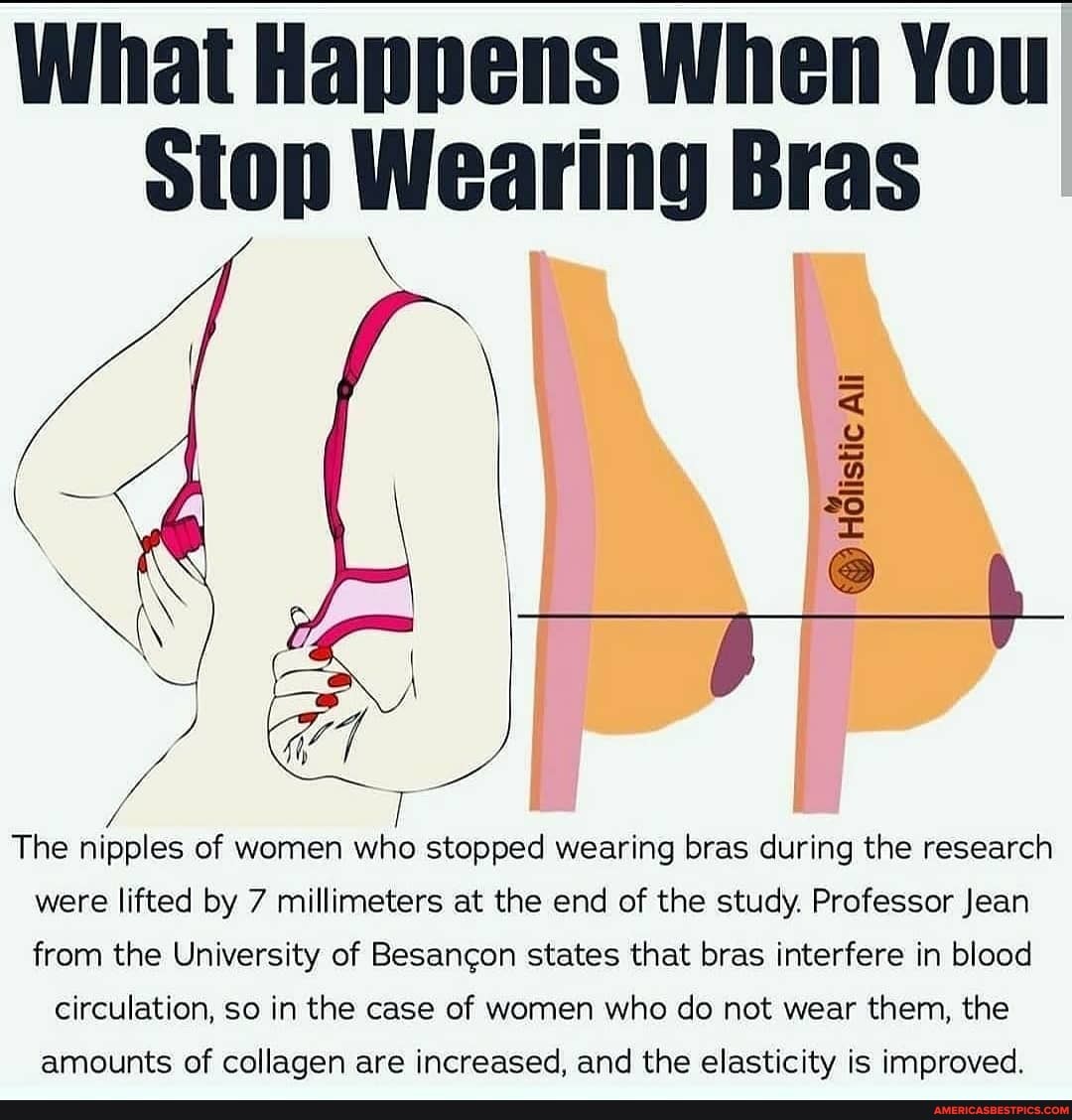 What Happens When You Siop Wearing Bras The nipples of women stopped wearin...