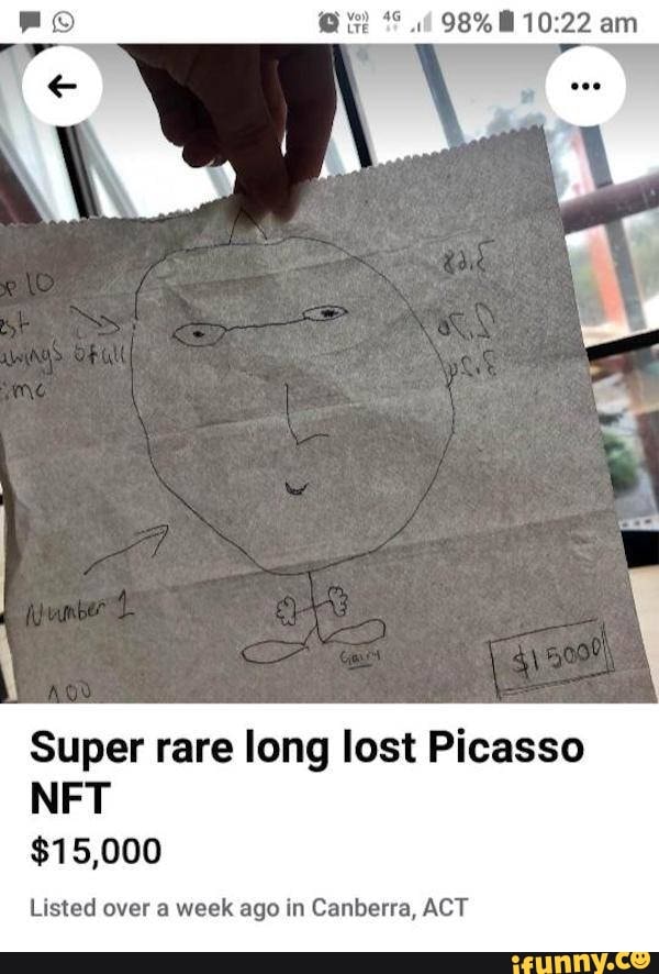 SS Le Super rare long lost Picasso NFT 15,000 Listed over week ago in