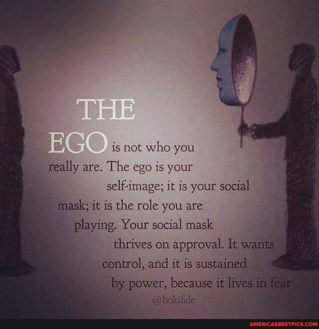 THE EGO is not who you
really are. The ego is your self-image; it is your social mask; it is the role you are playing, Your social mask thrives on approval. Ie wants control, and it is sustaimed by power, because