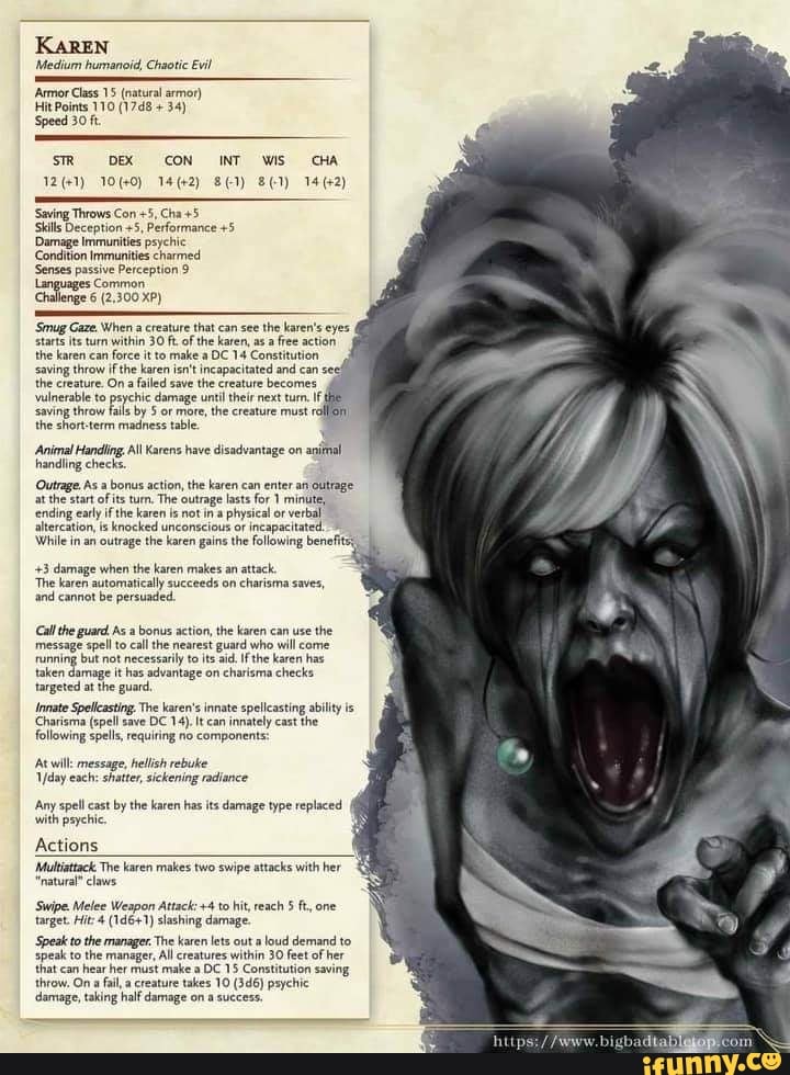 KarEn Medium humanoid, Chaotic Evil 'Armor Class 15 (natural armor