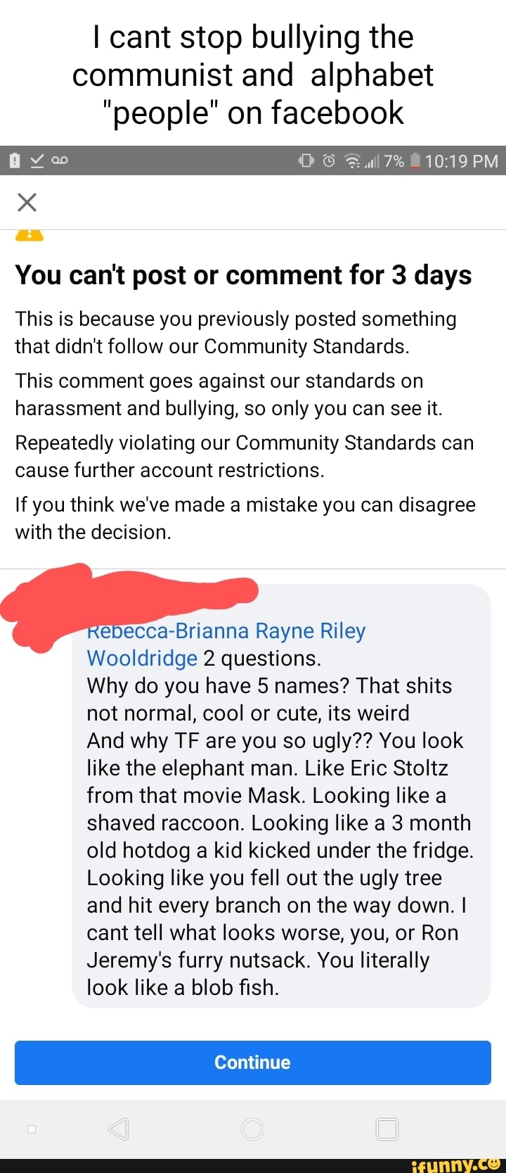 Cant stop bullying the communist and alphabet "people" on facebook an ...