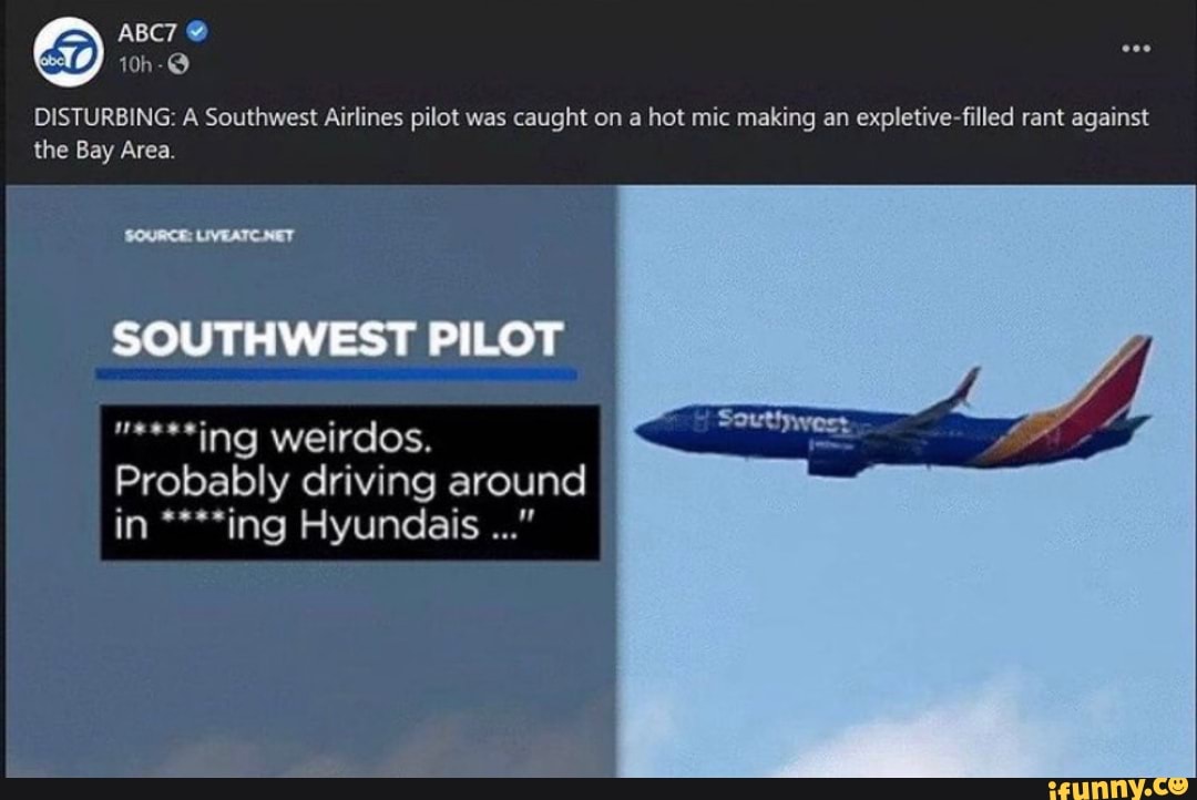 southwest airlines pilot on hot mic