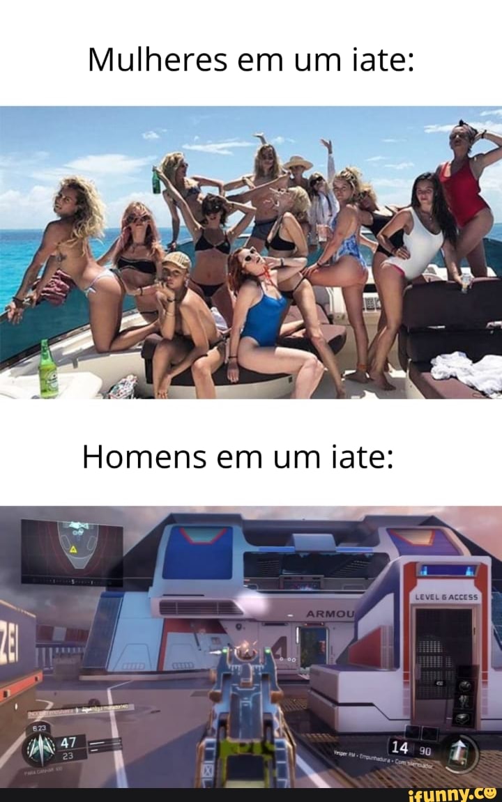 Mulheres em um iate:
Homens em um iate: