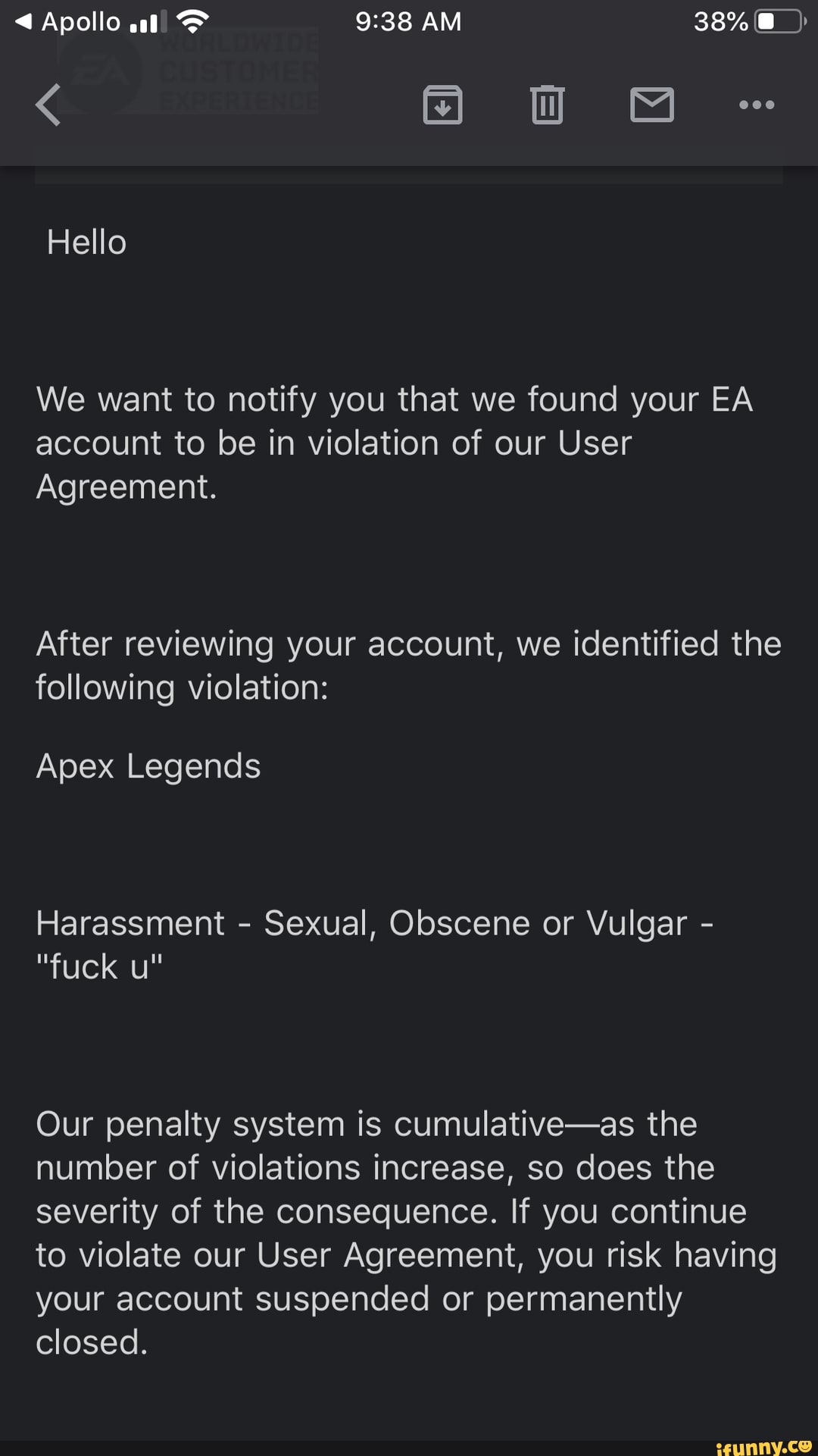 ea user agreement violation