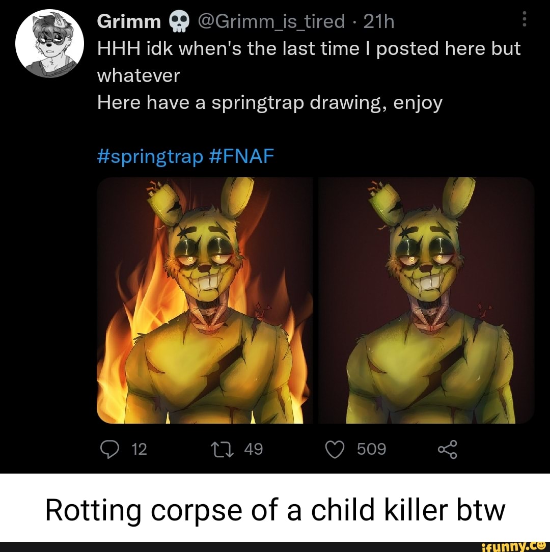 Fazbear's 18+ - Peek-A-Boo! I see you! ~Springtrap~ | Facebook, image size:1080x1084