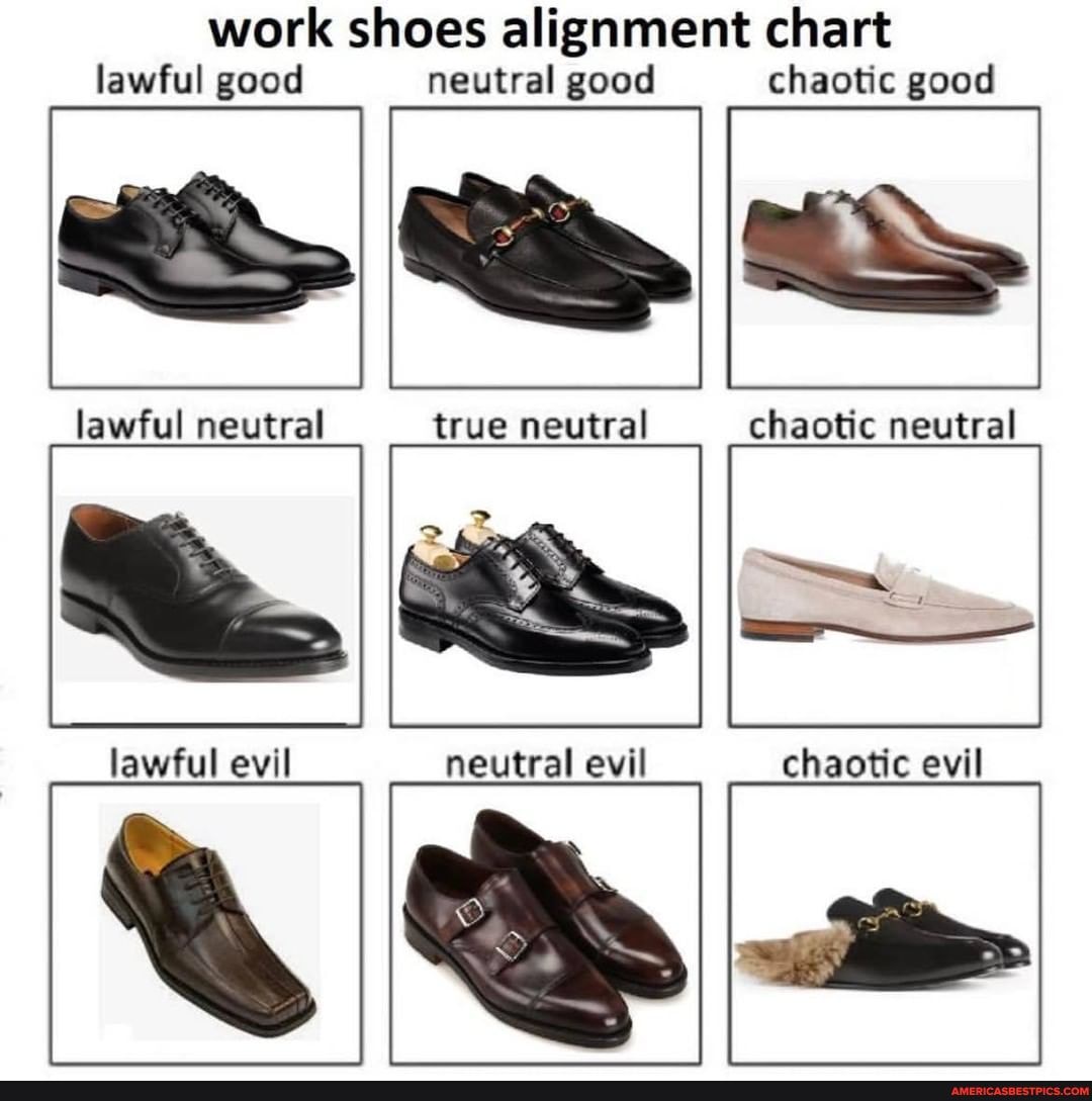 Work shoes alignment chart lawful good neutral good chaotic good lawful ...