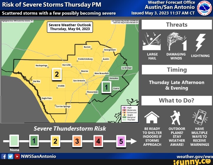 Weather Forecast Office Antonio Risk of Severe Storms Thursday PM ...