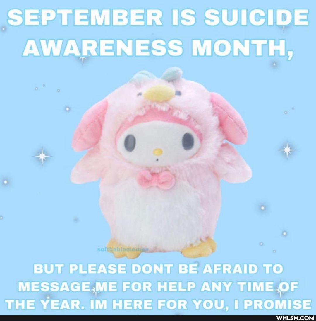 SEPTEMBER IS SUICIDE AWARENESS MONTH,
BUT PLEASE DONT BE AFRAID TO MESSAGE .ME FOR HELP ANY TIME OF THE YEAR. IM HERE FOR YOU. PROMISE