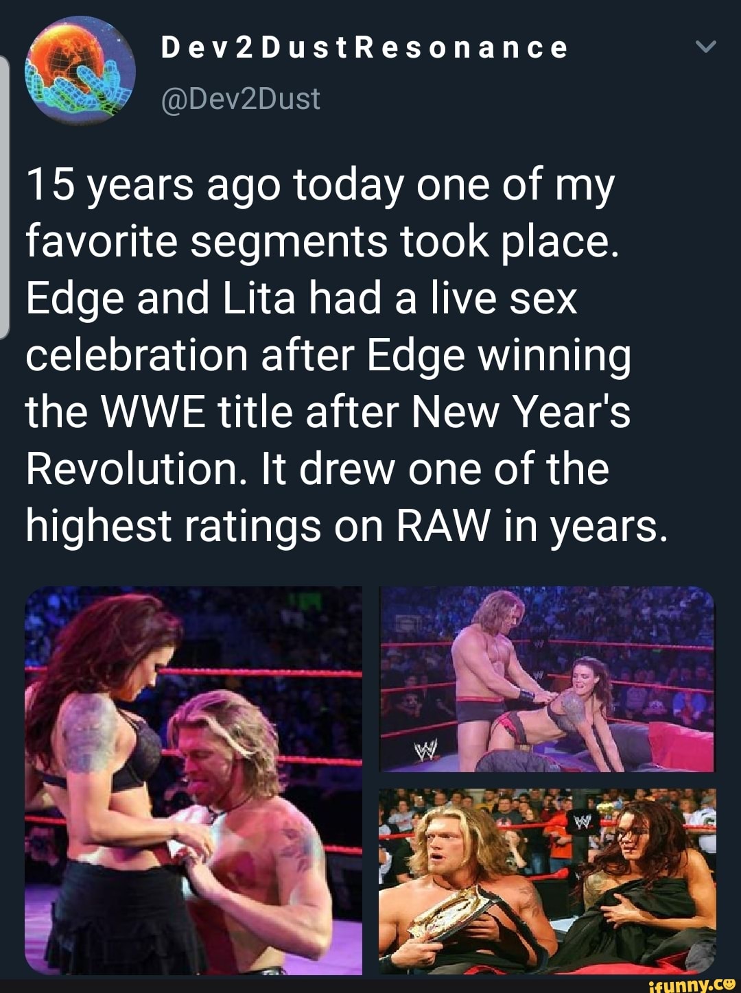 15 years ago today one of my favorite segments took place. Edge and Lita  had a