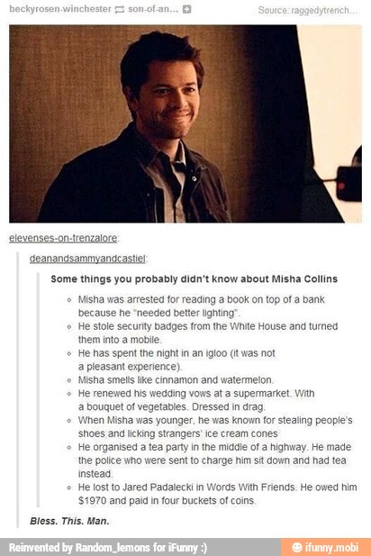 \deanandsammyandcastie Some things you probably didn't know about Misha ...