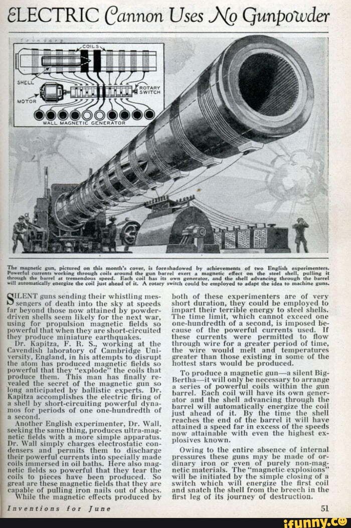 ELECTRIC Cannon Uses No Gunpowder SS ROTARY WACL GENERATOR 'The um, pictured