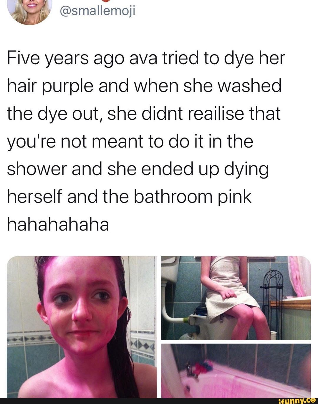 Five years ago ava tried to dye her hair purple and when she washed the