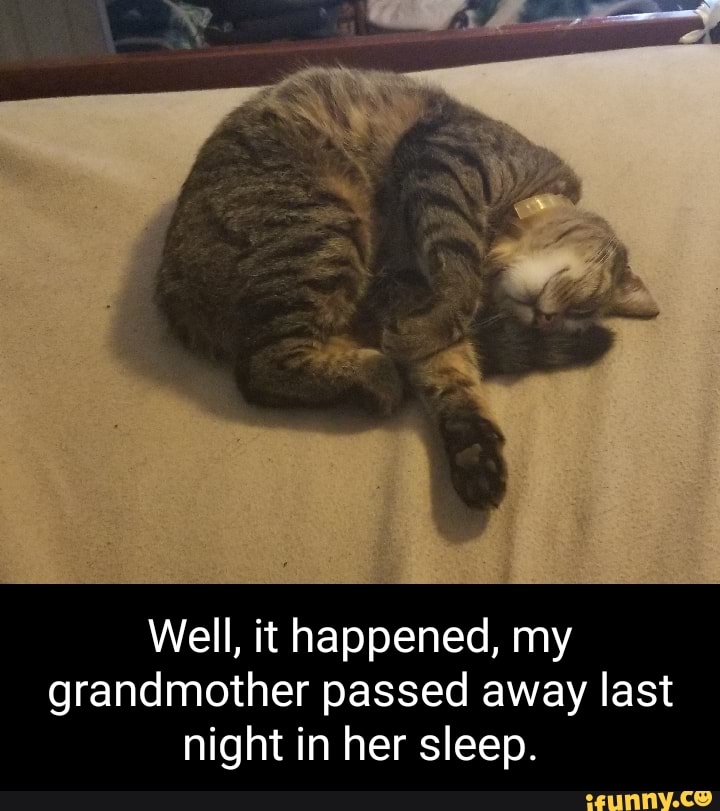 Well, it happened, my grandmother passed away last night in her sleep.