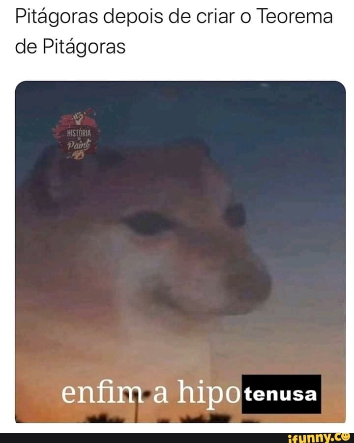 Pitágoras depois de criar o Teorema
de Pitágoras
enfim a hipo tenusa