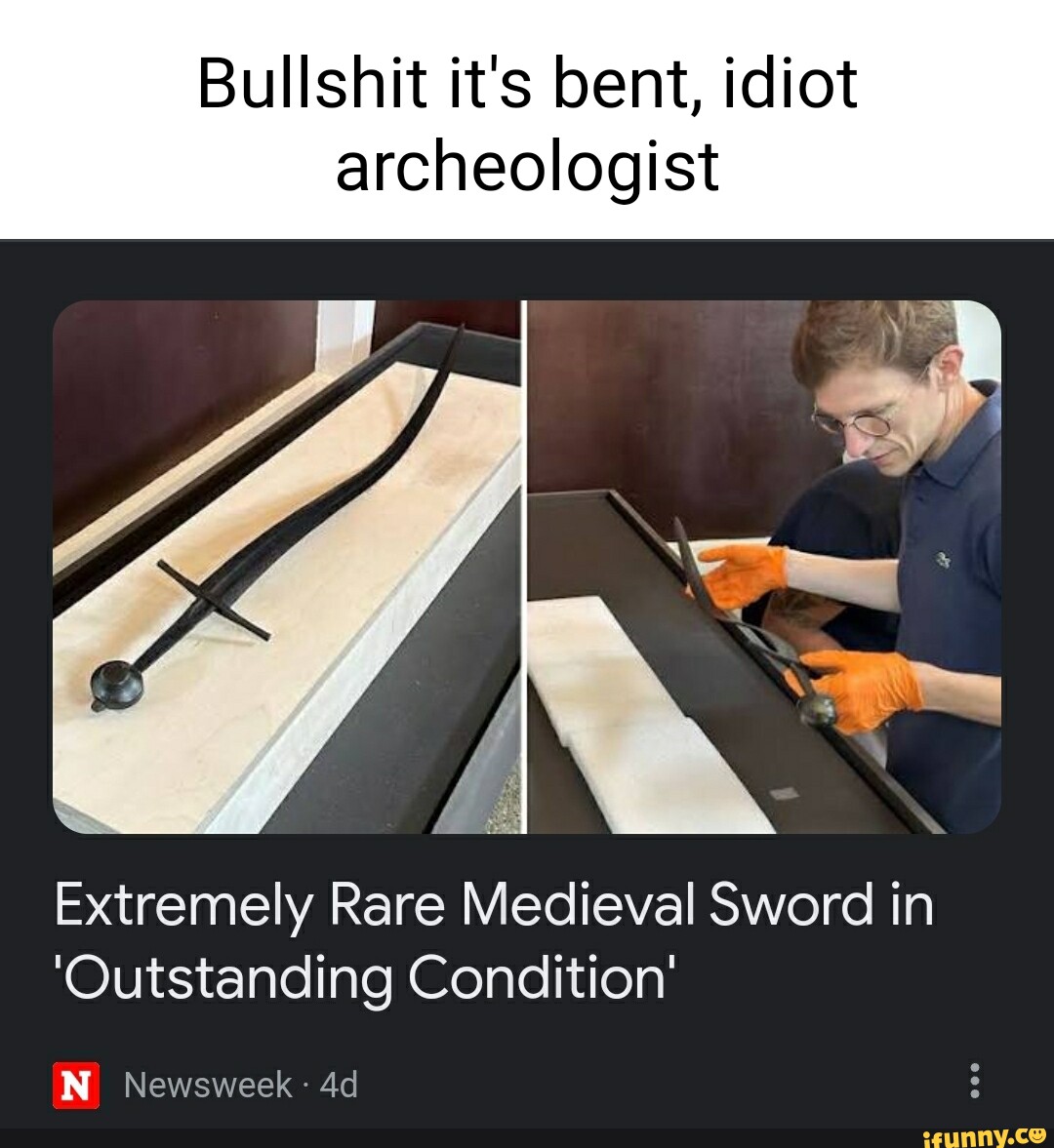 Bullshit it's bent, idiot archeologist Extremely Rare Medieval Sword in ...