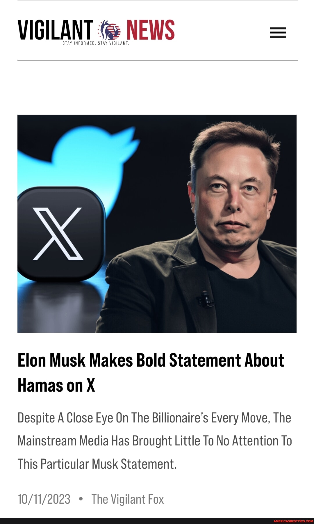 VIGILANT NEWS STAY INFORMED. STAY VIGILANT. Elon Musk Makes Bold
