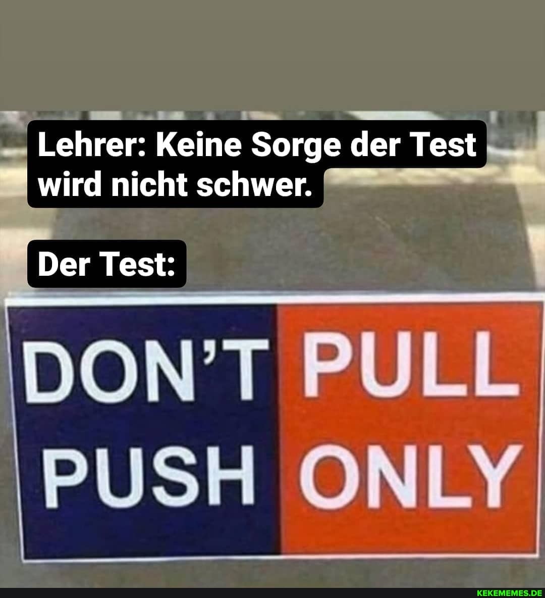 Lehrer: Keine Sorge der Test wird nicht schwer.
Der Test:
PUSA