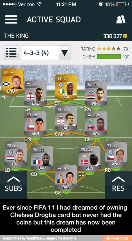 Ever since FIFA 11 I had dreamed of owning
Chelsea Drogba card but never had the
coins but this dream has now been
completed - Ever since FIFA 11 I had dreamed of owning Chelsea Drogba card but never had the coins but this dream has now been completed