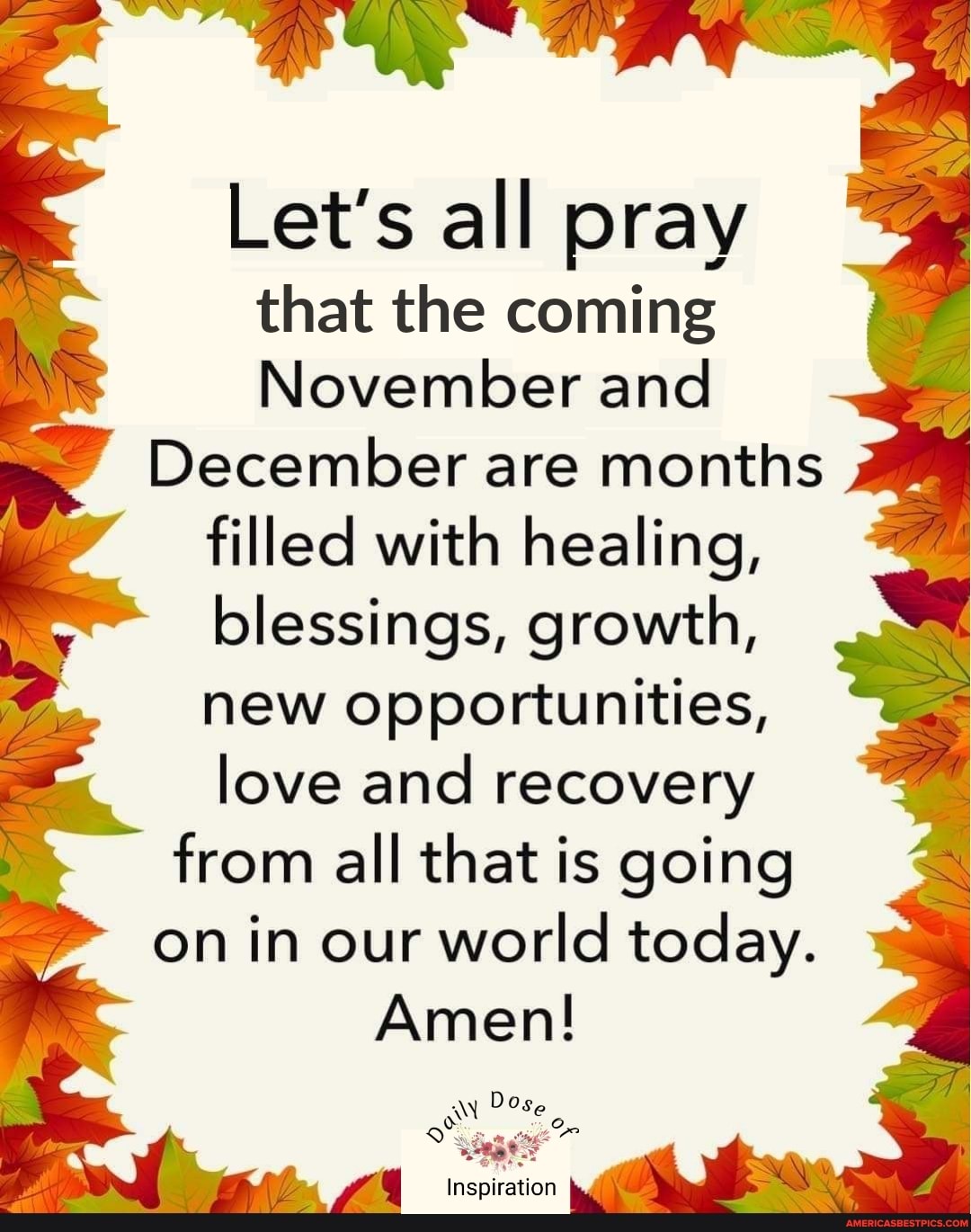 Let S All Pray That The Coming November And December Are Months Filled With Healing Blessings Growth