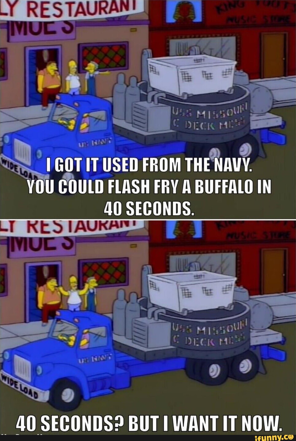GOT USED FROM THE NAUY. YOU COULD FLASH FRY A BUFFALO IN 40 SECONDS. 40 SECONDS? BUT WANT IT NOW