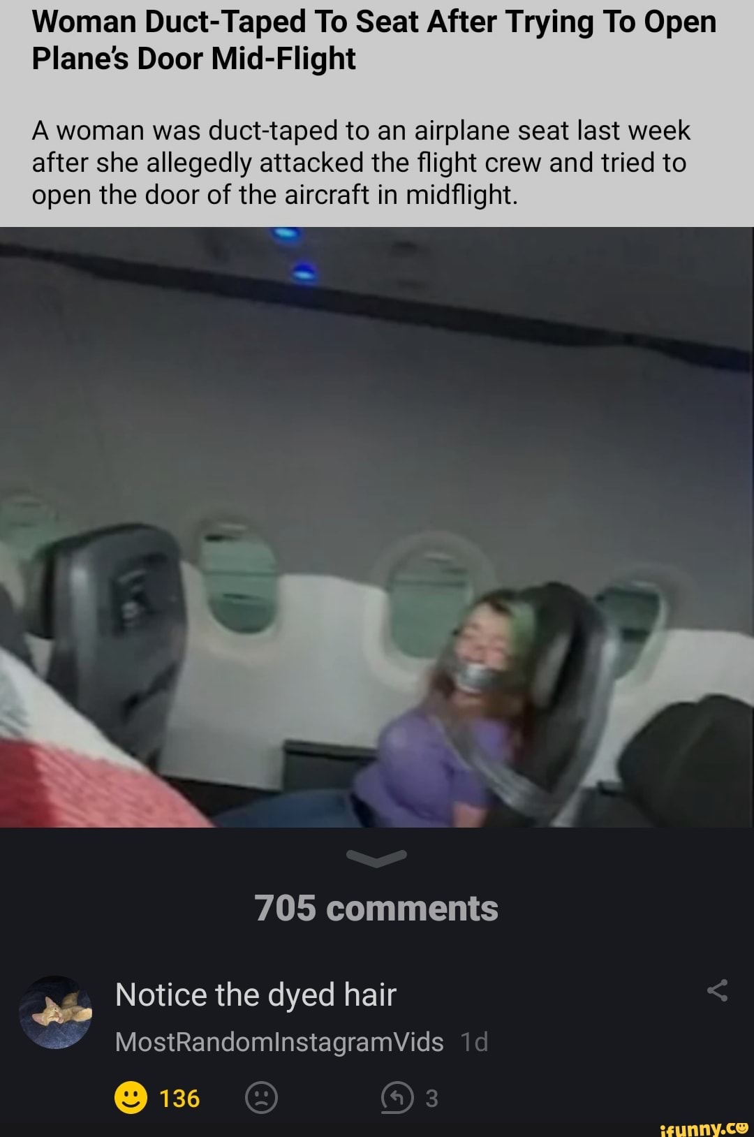 Woman Duct-Taped To Seat After Trying To Open Plane's Door Mid-Flight A ...