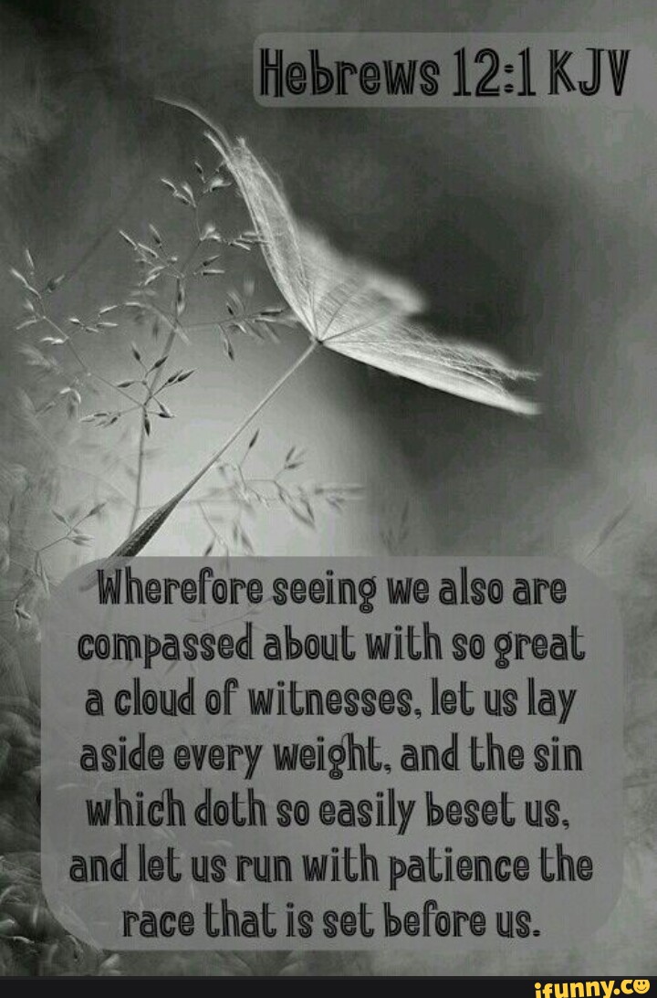 I Wherefore seeing we also are compassed about with so great a cloud of