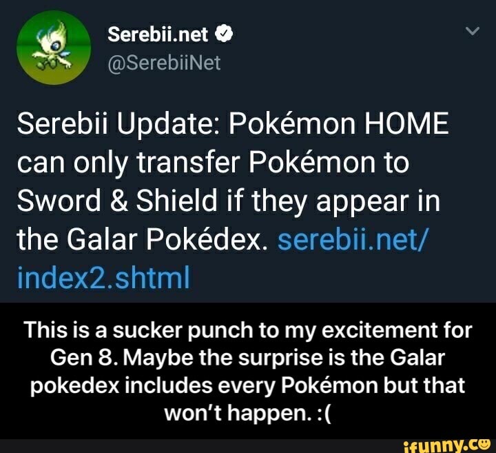 Serebii Update Pokémon Home Can Only Transfer Pokémon To