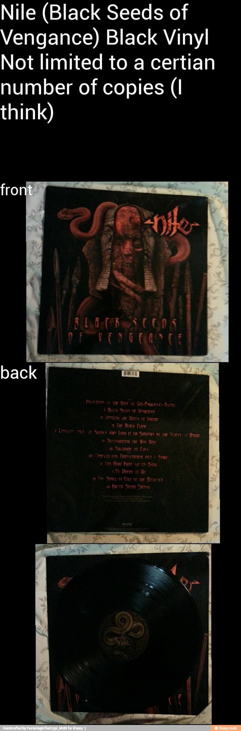 Nile (Black Seeds of
Vengance) Black Vinyl
Not limited to a certian
number of copies (I
think)