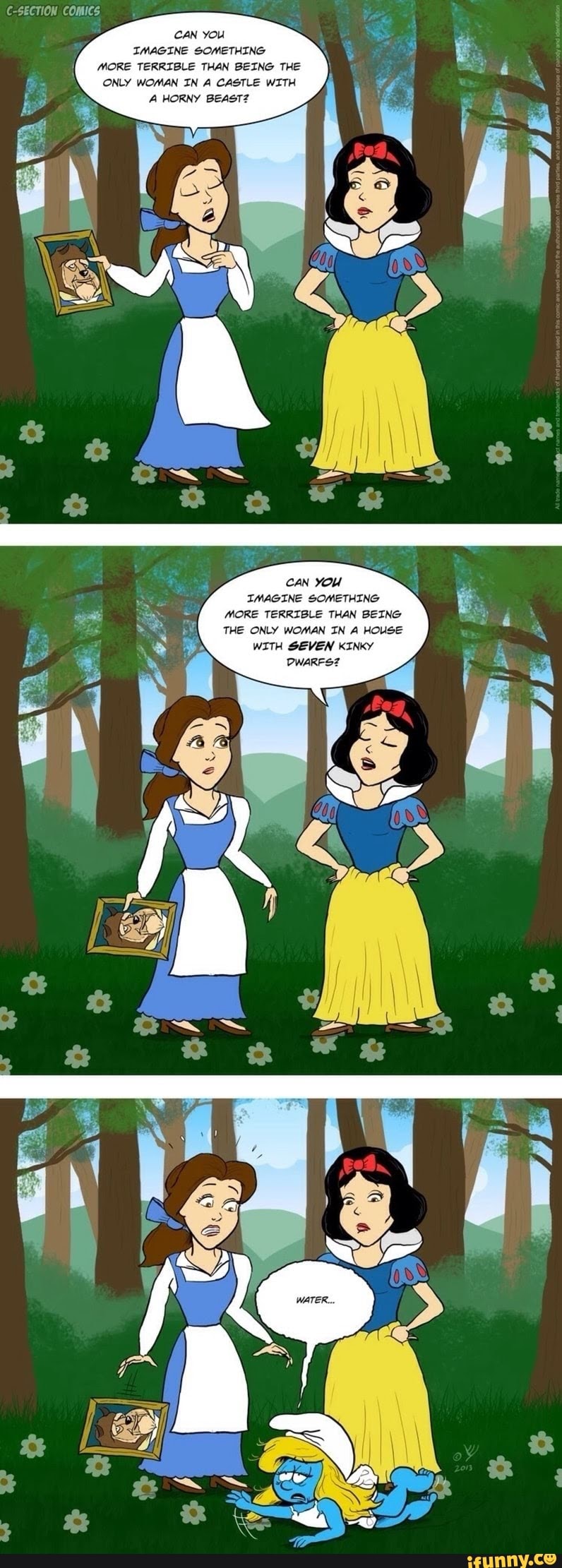 CAN YOU
IMAGINE SOMETHING
MORE TERRIBLE THAN BEING THE
ONLY WOMAN IN A CASTLE WITH
A HORNY BEAST?
CAN YOU
IMAGINE SOMETHING
MORE TERRIBLE THAN BEING
THE ONLY WOMAN IN A HOUSE
WITH SEVEN KINKY
DWARFS?