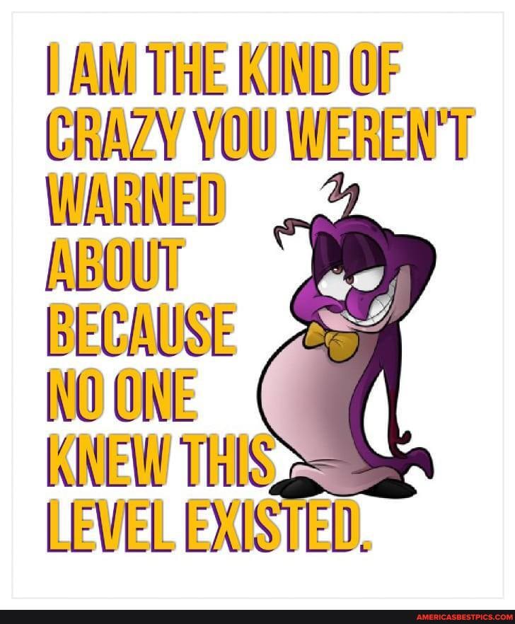 THE KIND OF CRAZY YOU WEREN'T WARNED ABOUT BECAUSE NO ONE MEW ThIS,
LEVEL EXISTED.