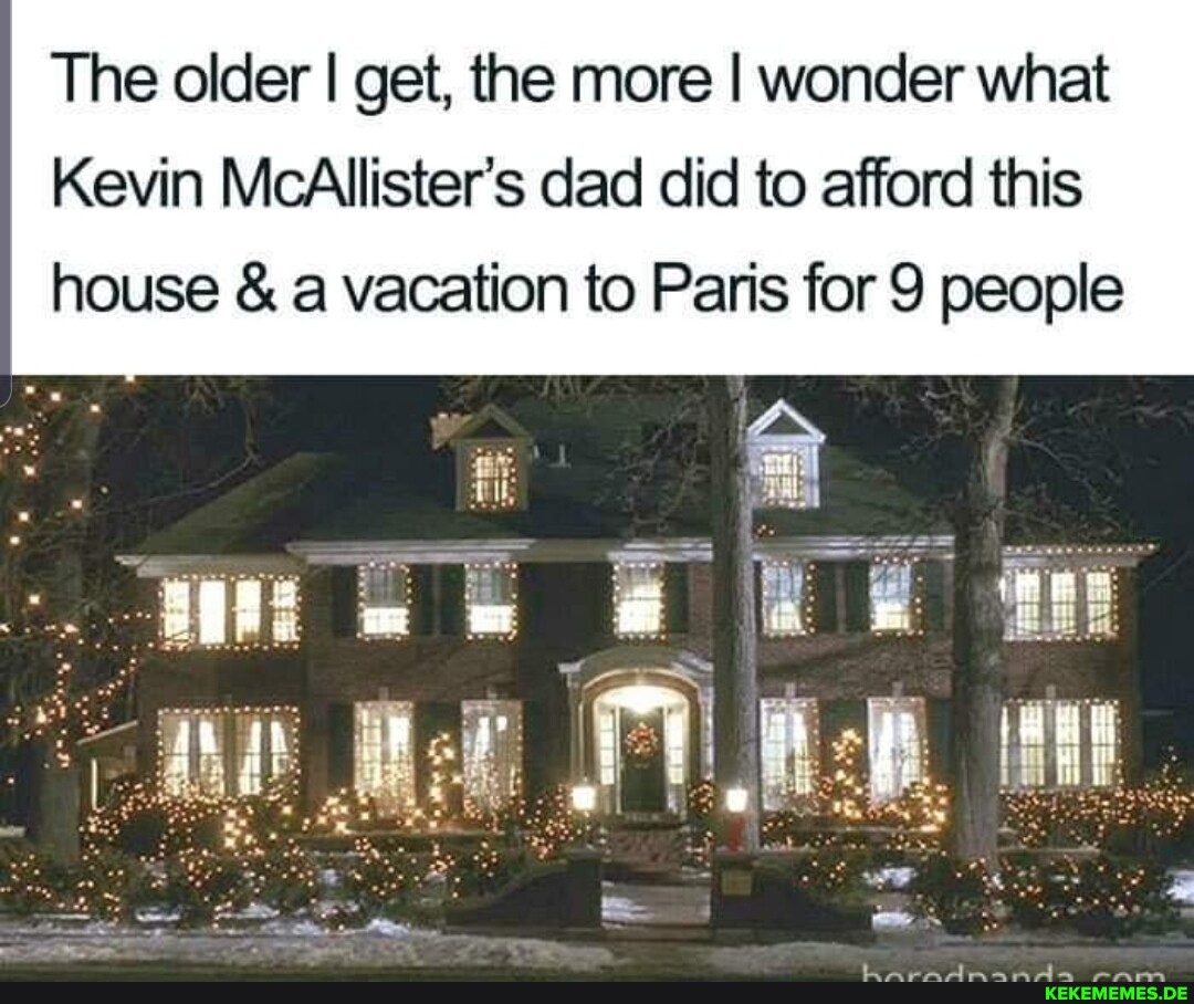 The older I get, the more I wonder what Kevin McAllister's dad did to afford thi