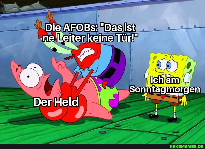 Die AFOBs: "Das ist ne Leiter keine Tür!"
"IcKäm &
Sonntagmorgen
Der Held