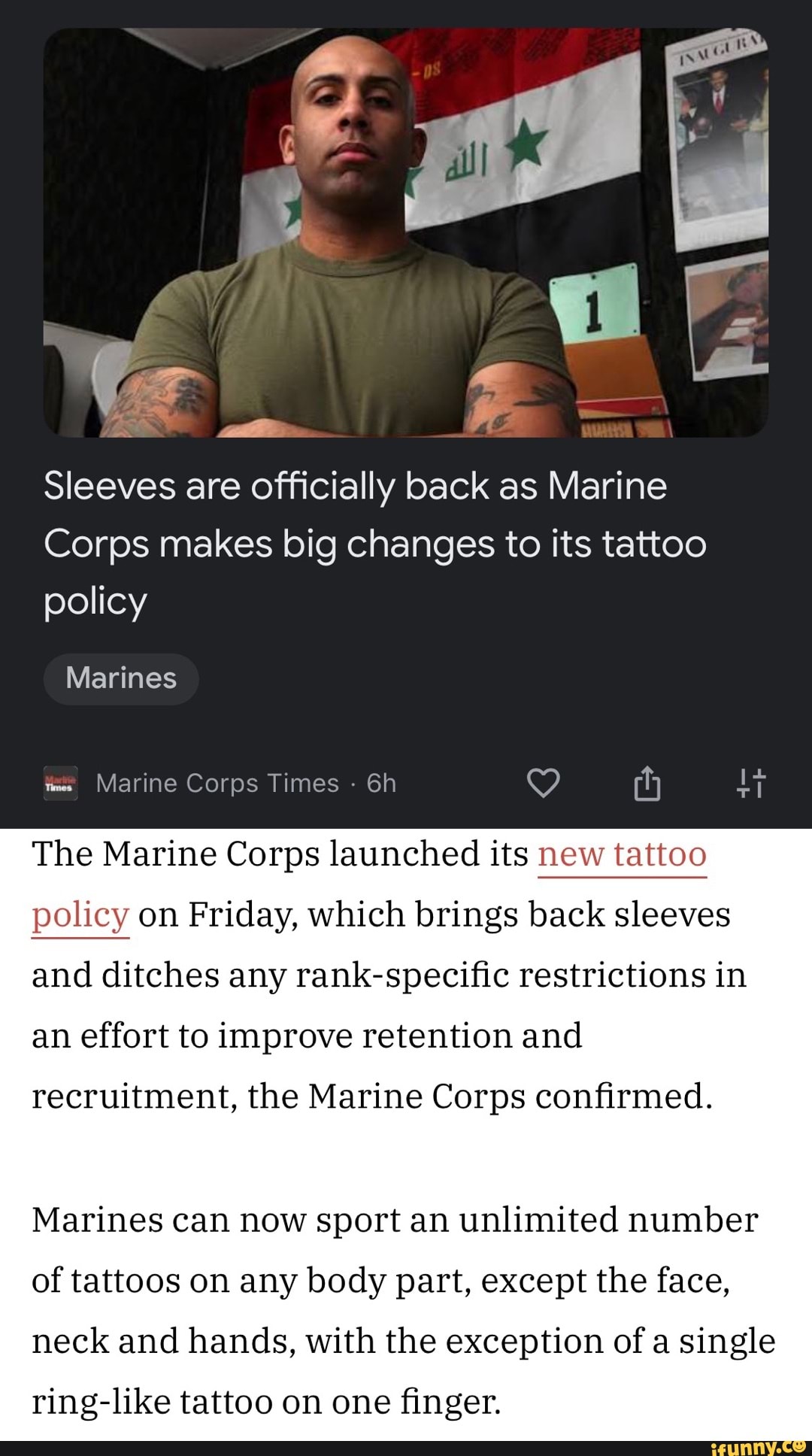 Marines no longer have to send 360degree tattoo photos to the Corps   Stars and Stripes