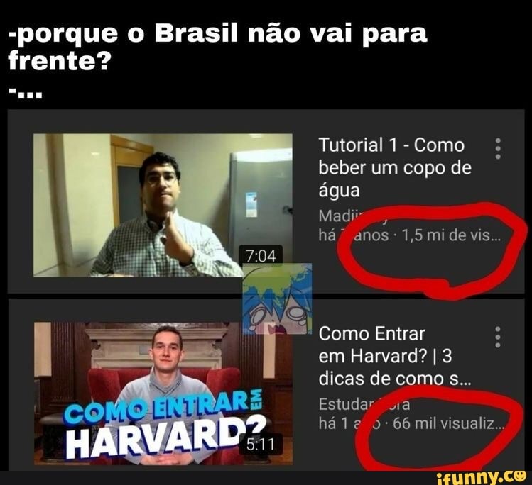 -porque o Brasil não vai para frente?
Tutorial 1 - Como beber um copo de água
Madi,
há" anos - 1,5 mi de vis...
Como Entrar
COMO
em Harvard? I dicas de como s...
Estudar na
há te 66 mil visualiz...