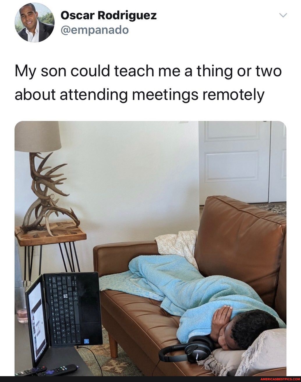 Oscar Rodriguez
@empanado
My son could teach me a thing or two about attending meetings remotely
if