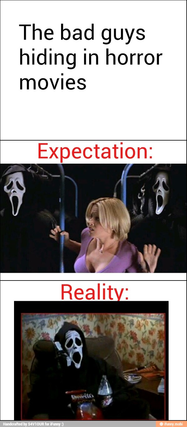 The bad guys
hiding in horror
movies
Expectation:
ado!