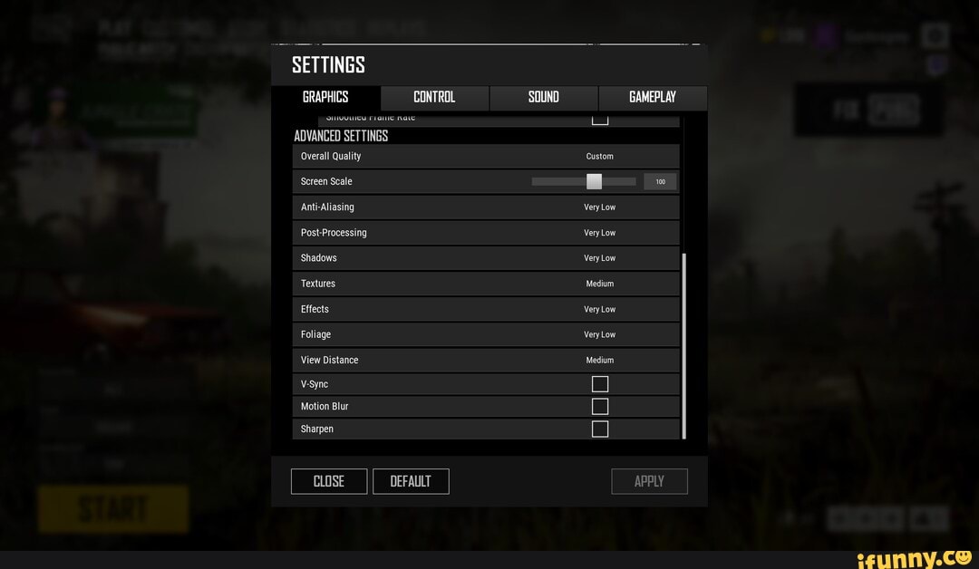 Pubg Settings - SETTINGS GRAPHICS CONTROL SOUND olUUUICU Fiaiiic mave