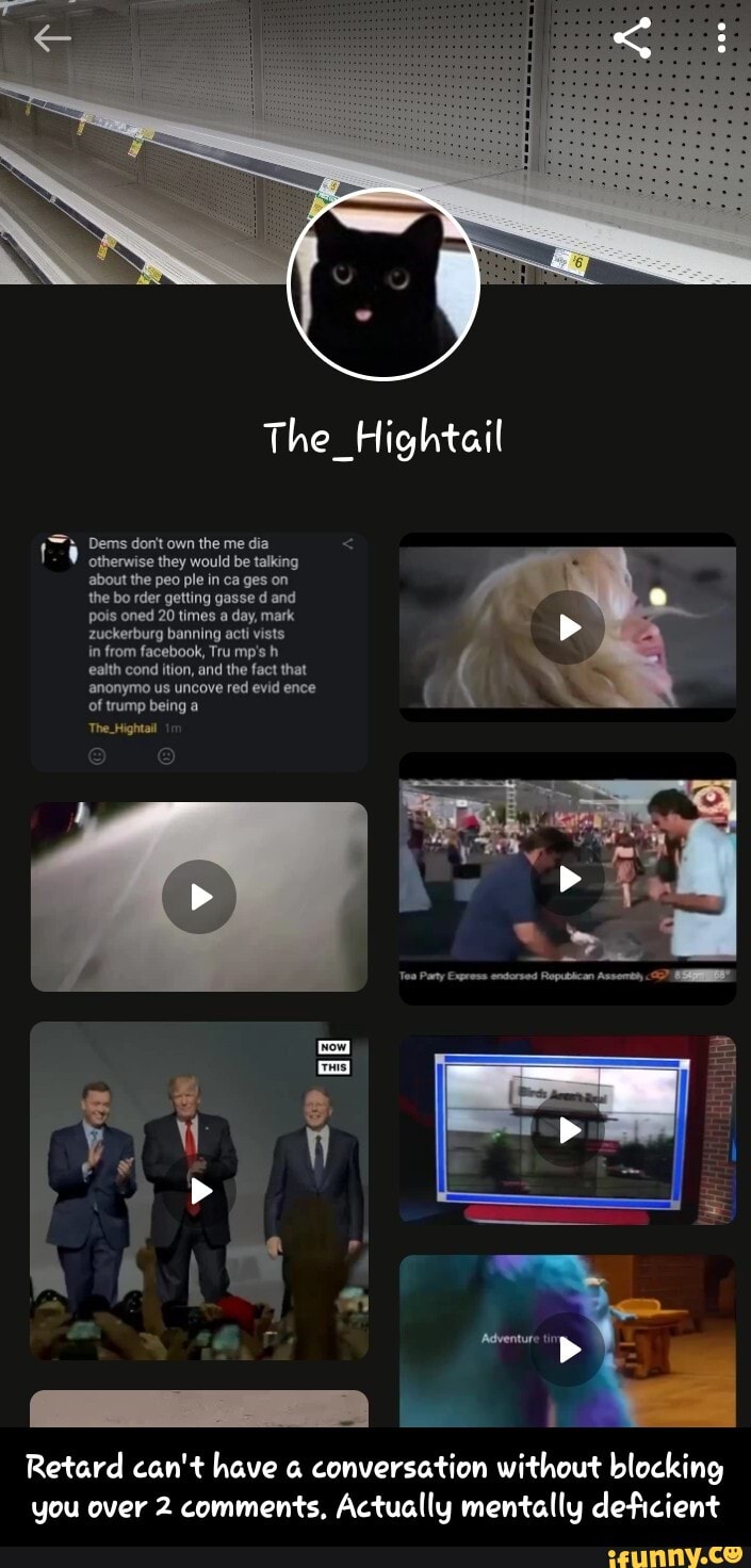 The_Hightail
nm Dems don't own the me dia
otherwise they would be talking
about the peo ple in ca ges on
the bo rder getting gasse d and
pois oned 20 times a day, mark
zuckerburg banning acti vists
Retard can't have a conversation without blocking - Retard can't have a conversation without blocking you over 2 comments. Actually mentally deficient