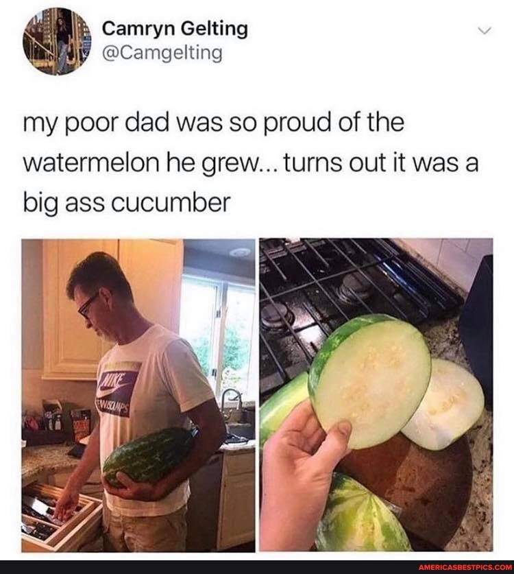 my poor dad was so proud of the watermelon he grew... turns out it was a big ass cucumber
