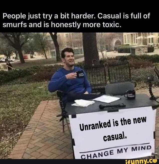 People just try a bit harder. Casual is full of smurfs and is honestly more toxic.
Unranked is the new