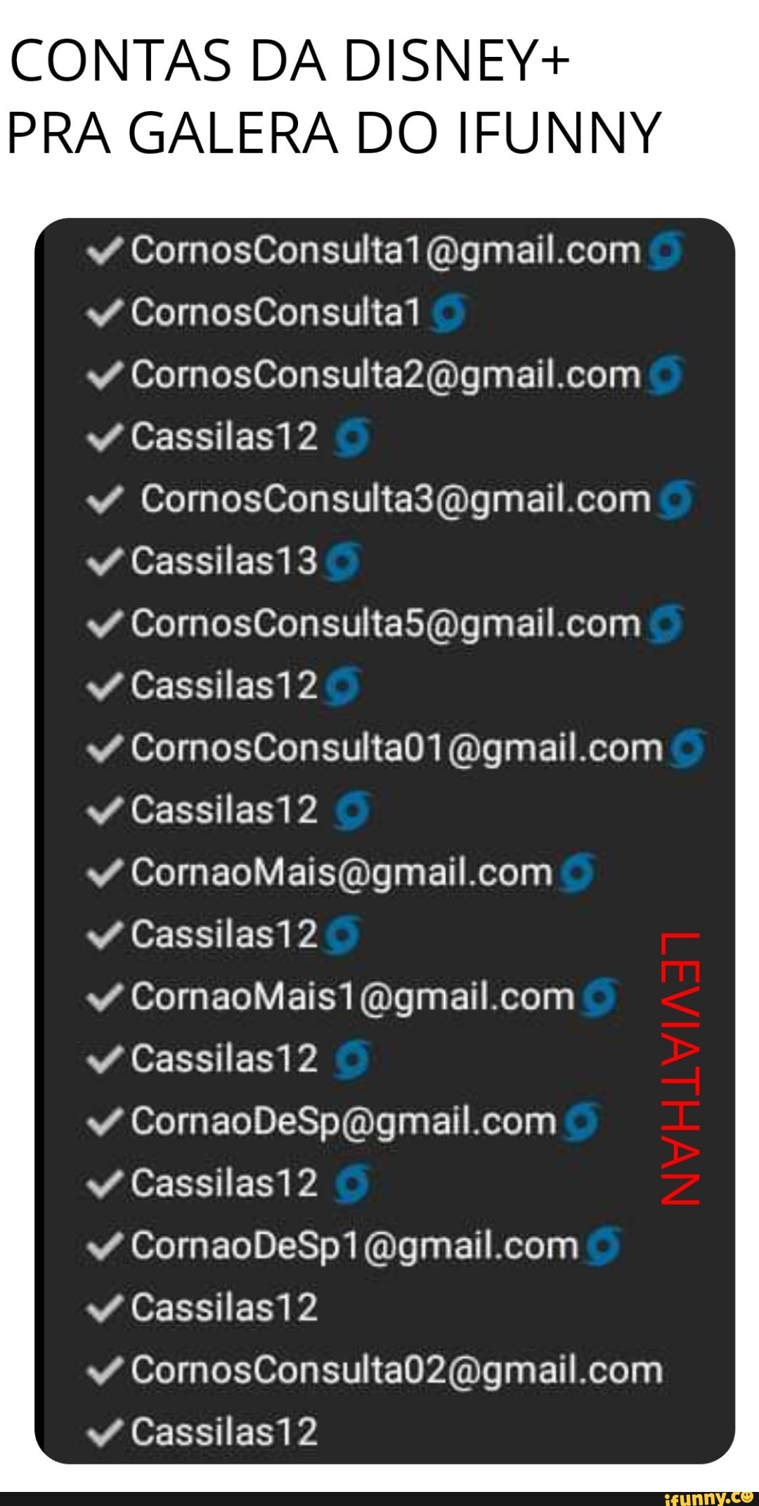 CONTAS DA DISNEY+ PRA GALERA DO IFUNNY CornosConsultal Cassilas12