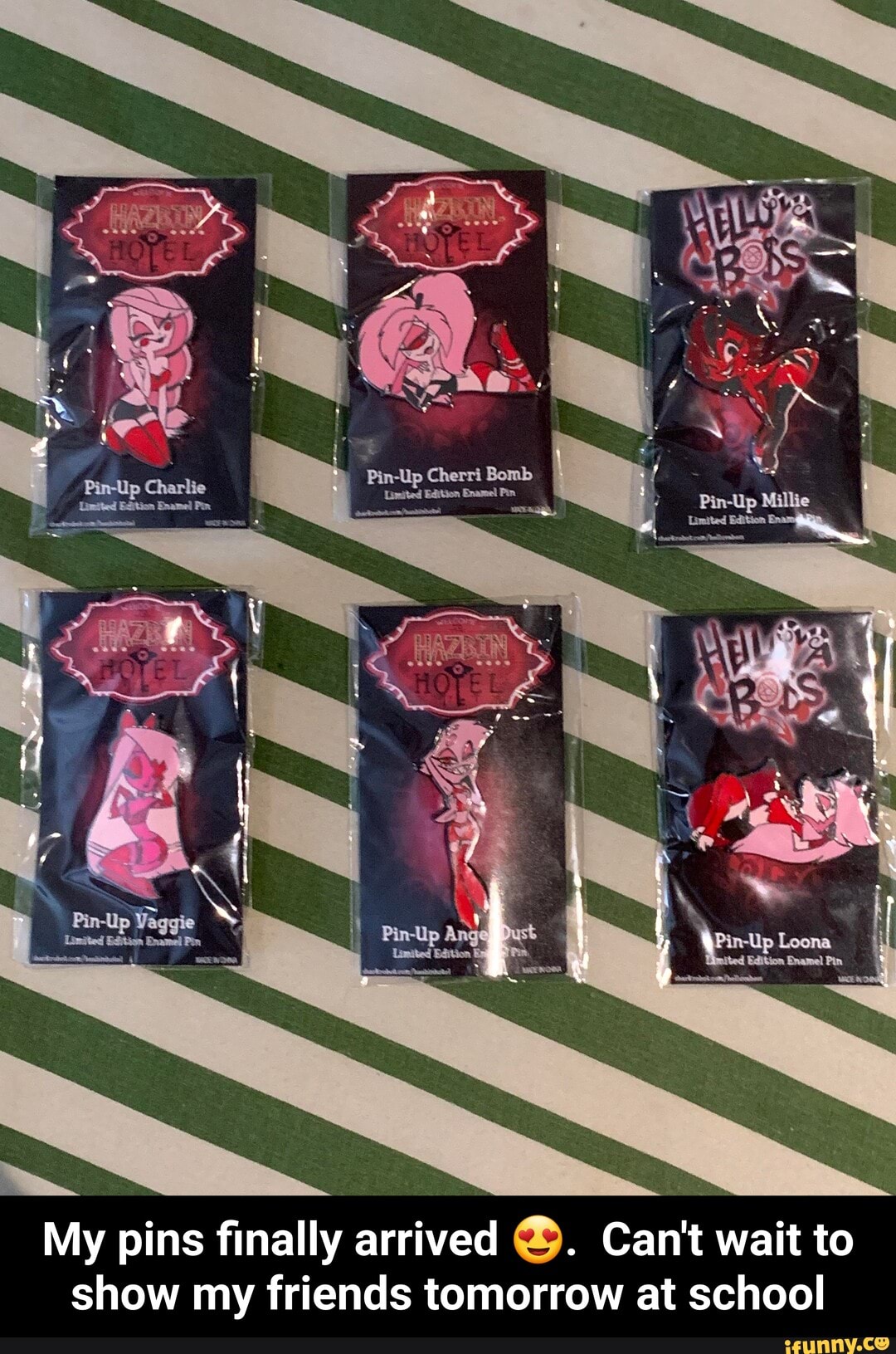 My pins finally arrived Can't wait to show my friends tomorrow at school - My pins finally arrived π. Can't wait to show my friends tomorrow at school