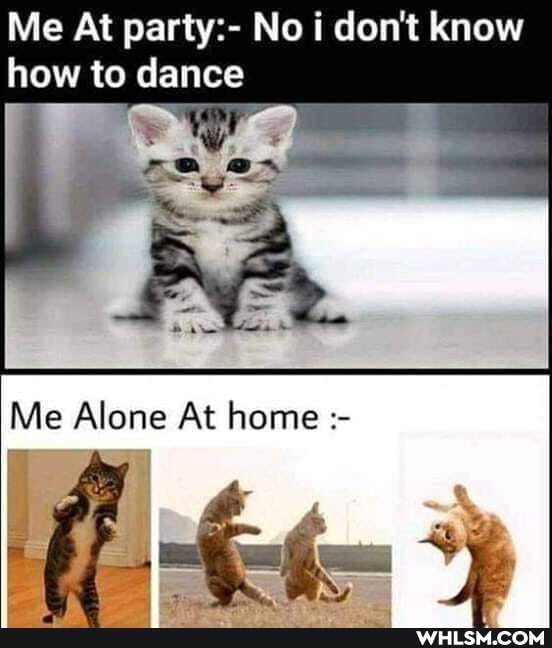 Me At party:- No don't know how to dance
Me Alone At home