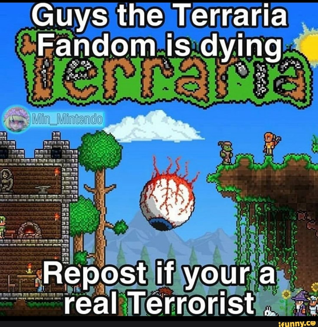 Guys the Terraria Fandom is dying Me Repost if your a real. 