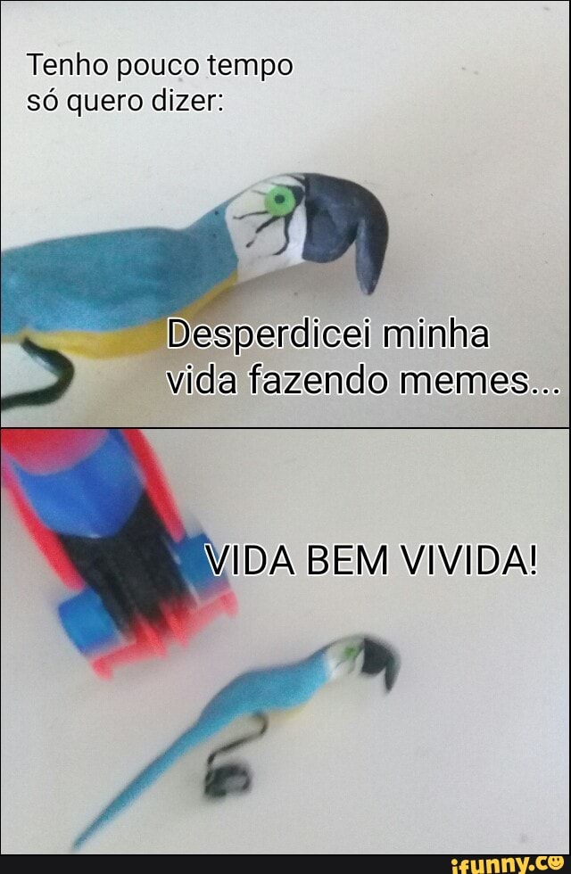Tenho pouco tempo
só quero dizer:
"Desperdicei minha
vida fazendo memes...
VIDA BEM VIVIDA!