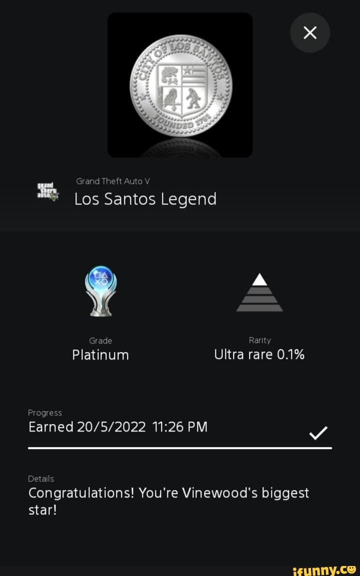 Grand Theft Auto V Los Santos Legend Grade Rarit Platinum Ultra rare 0.